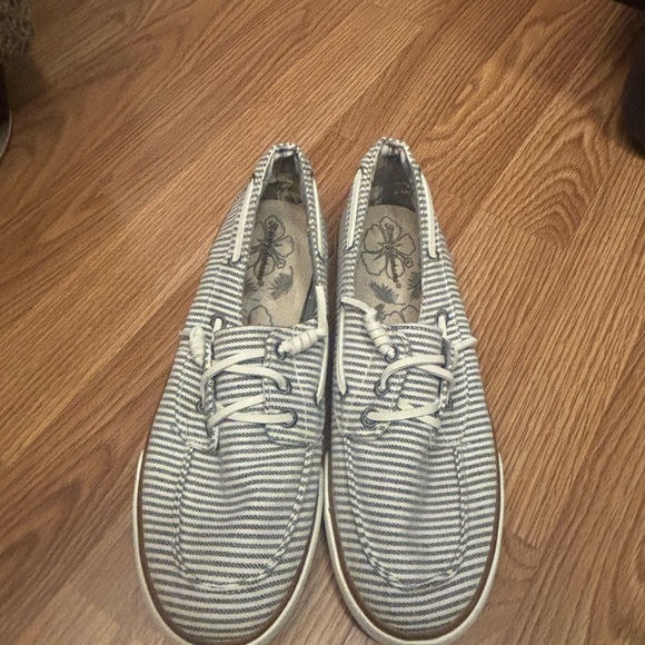 Tommy Bahama Blue & White Striped Sneakers Size 10 - Picture 9 of 10